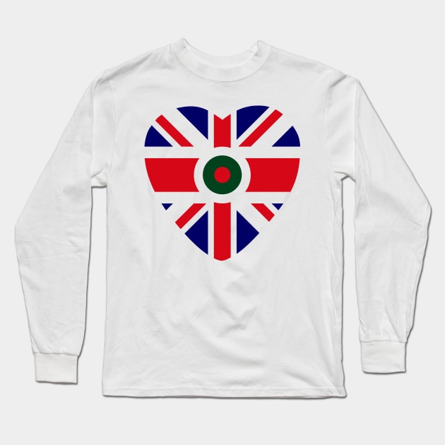 British Bangladeshi Multinational Patriot Flag Series (Heart) Long Sleeve T-Shirt by Village Values